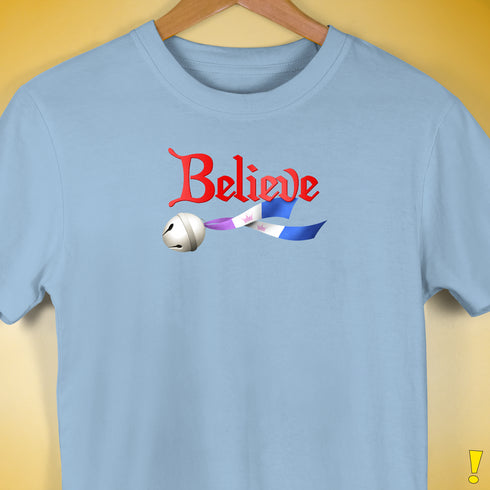 Believe Drag Pride Flag Jingle Bell Premium Unisex T-Shirt - Baby Blue